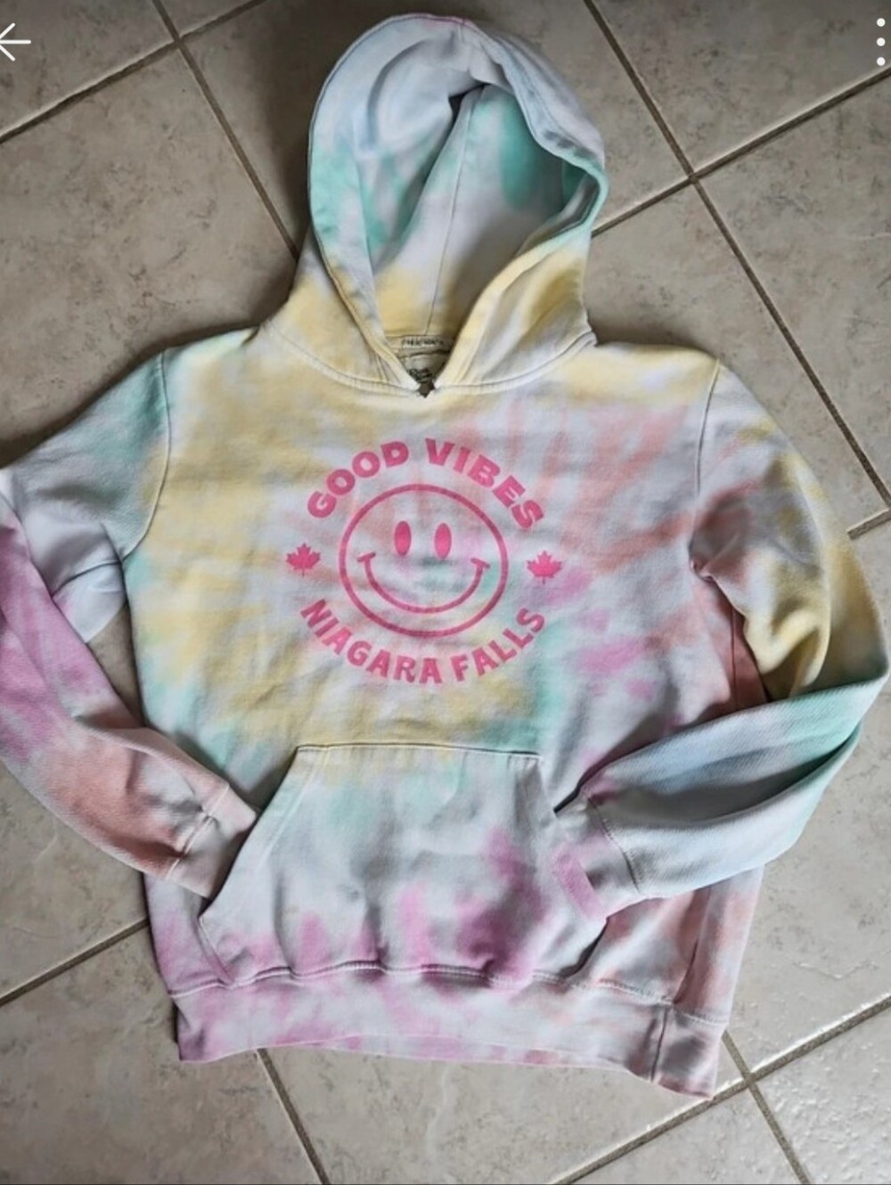 3/$30 Girls' Tie Dye Hoodie Large Good Vibes Sweatshirt Pastel Pullover